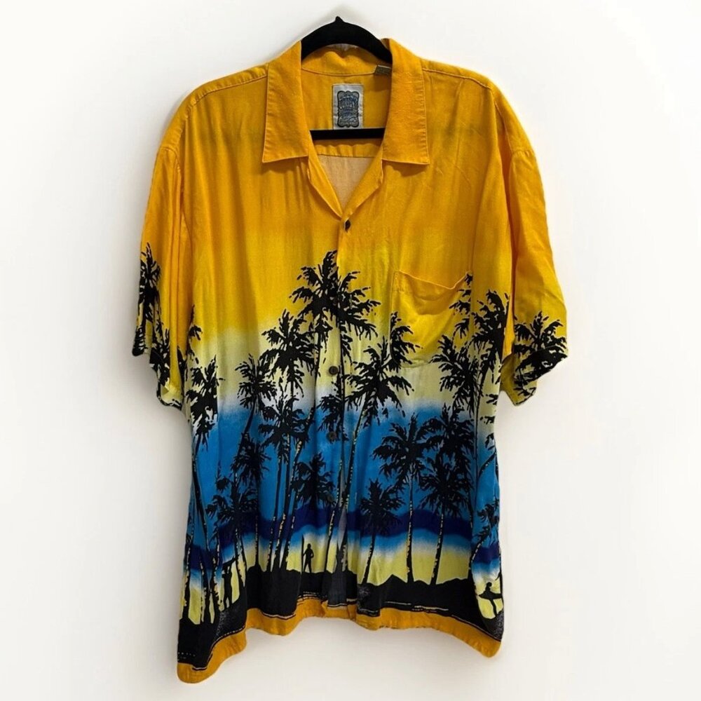 Ocean Current Vintage Original Yellow Tropical Button Up Shirt SZ XL